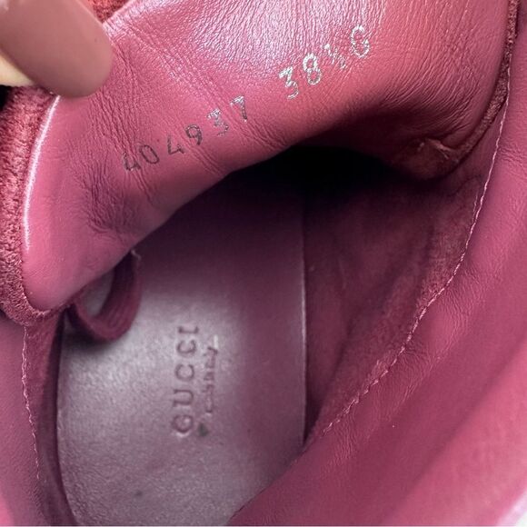 Gucci Coda Bloom GG Monogram High Tops Sneakers Red Suede Floral EU 38.5 US 8.5 - Picture 4 of 10